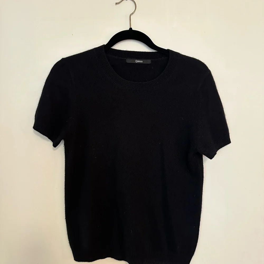 Quince Mongolian Cashmere Classic Black Knit Top - Picture 3 of 7